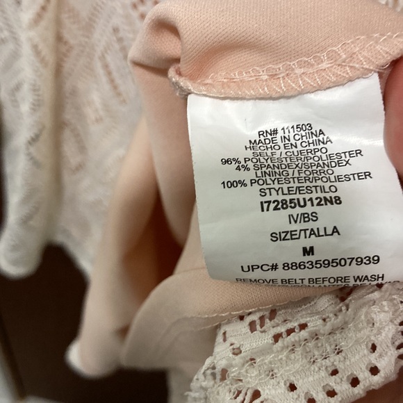 Lily Rose Crochet Dress with Pink Slip Summer Boho Cowgirl Women’s Medium w/Belt - Picture 4 of 7